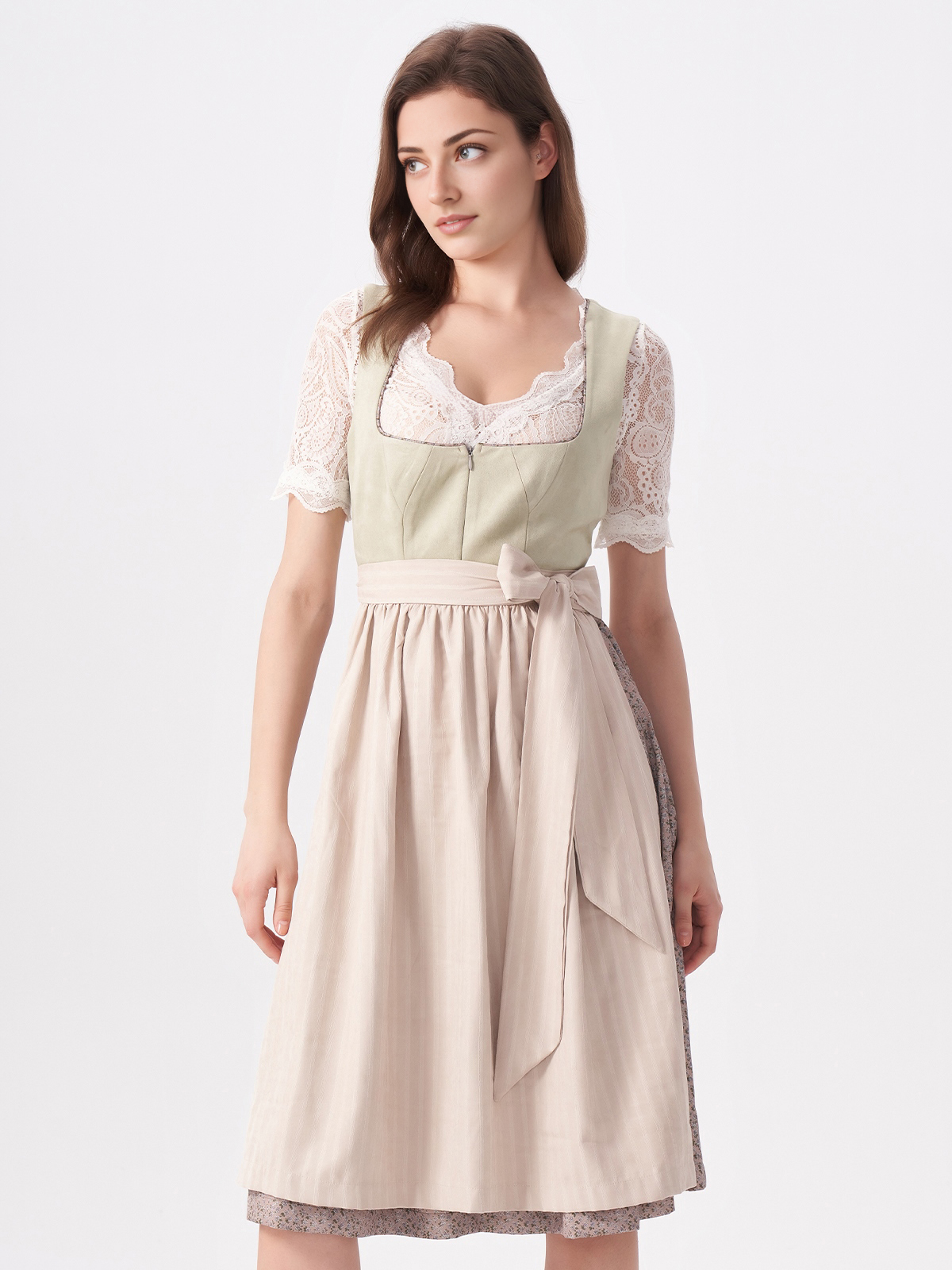 Traditionelles rotes Dirndl mit weißer Schürze