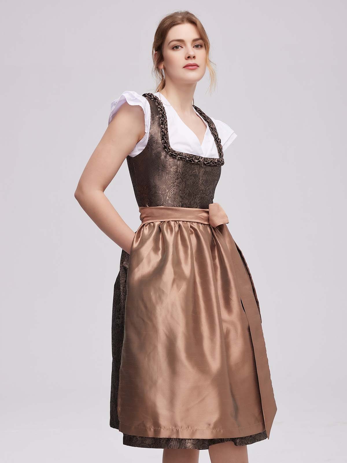 Dirndl beige samt in Braun