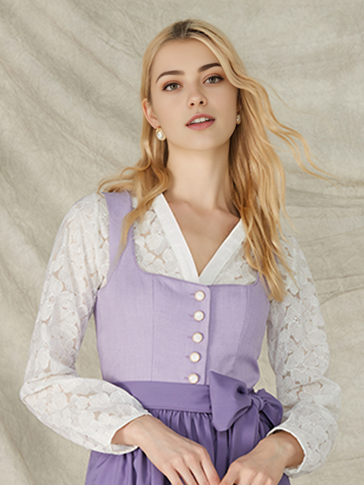 Spitze Dirndlbluse in Lila