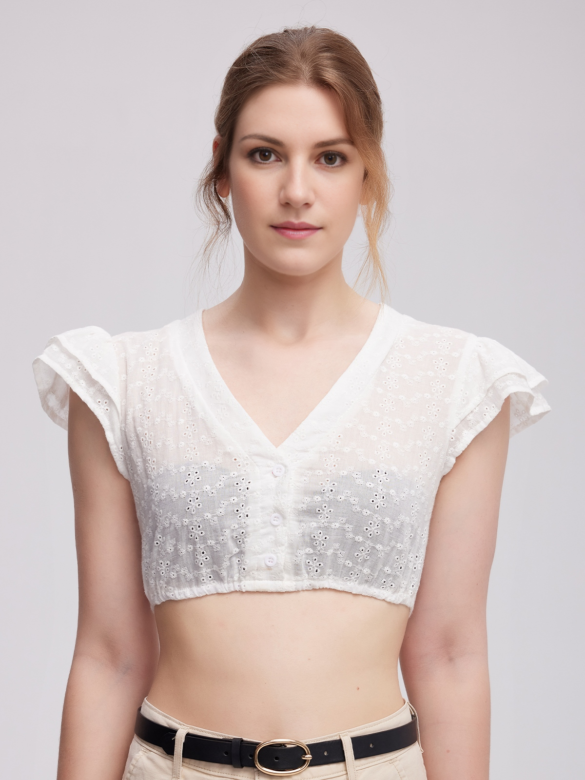 Dirndlbluse langarm transparent in Weiß