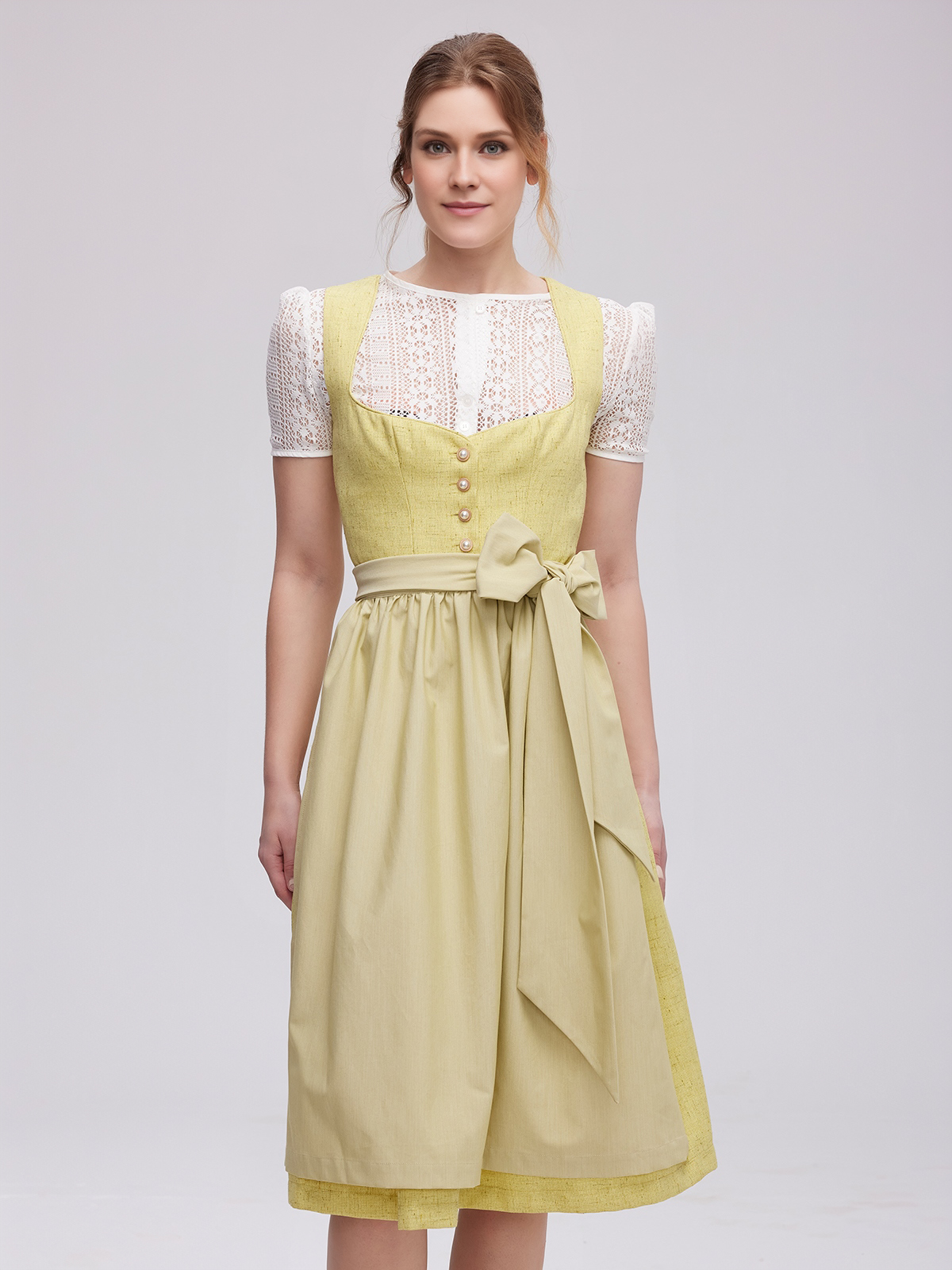 Dunkelgrün Dirndl mit gelbem Rock