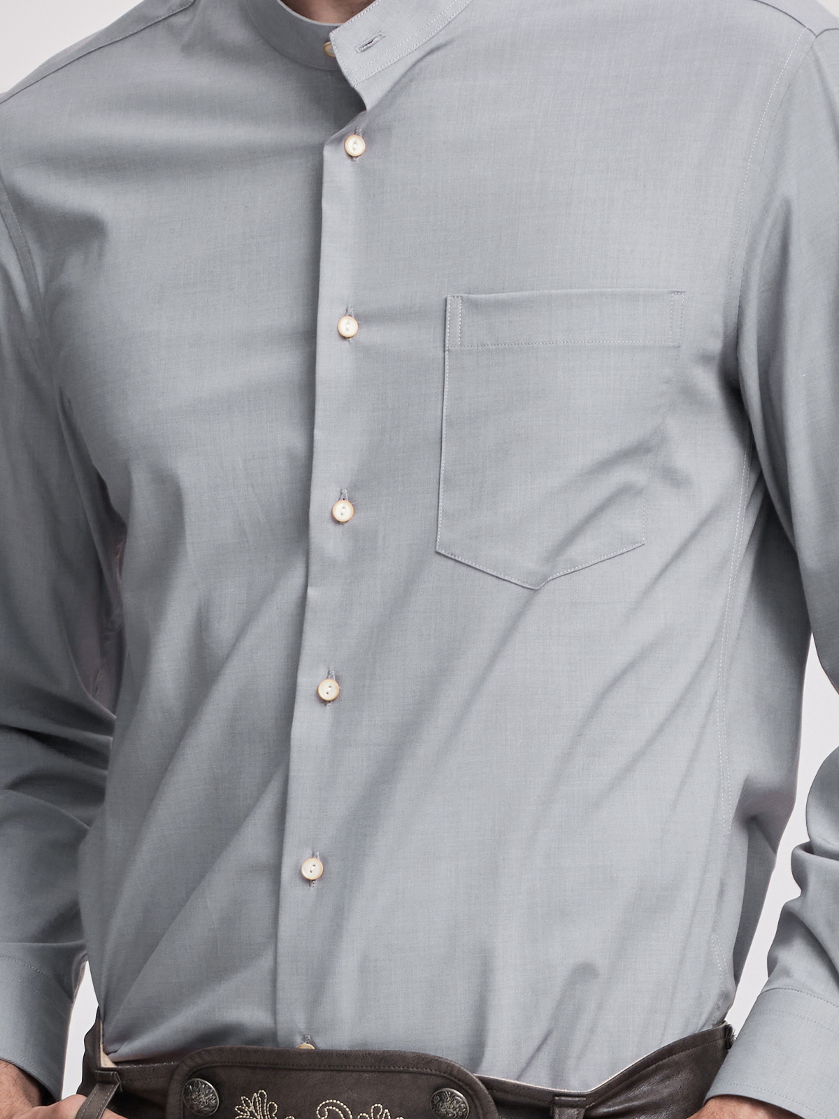 Dirndlbluse langarm weiß in Grau