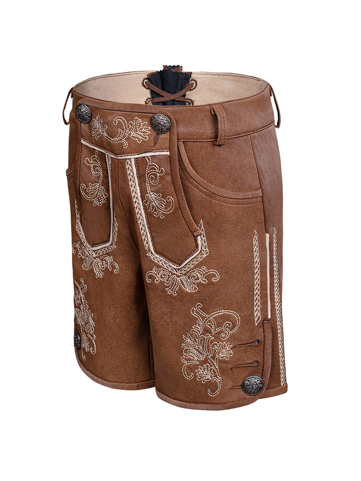 Dirndl in Braun mit traditionellen Details