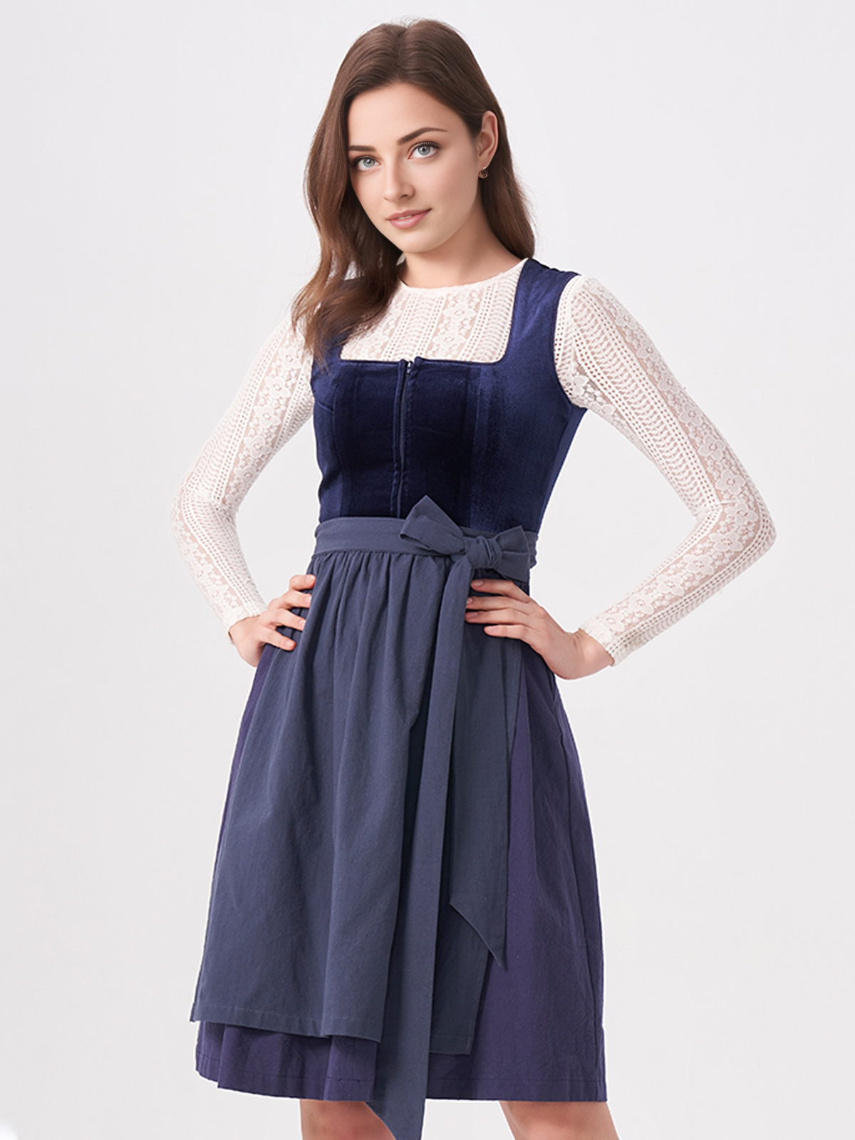 Ein dunkelgrünes Dirndl mit floraler Stickerei