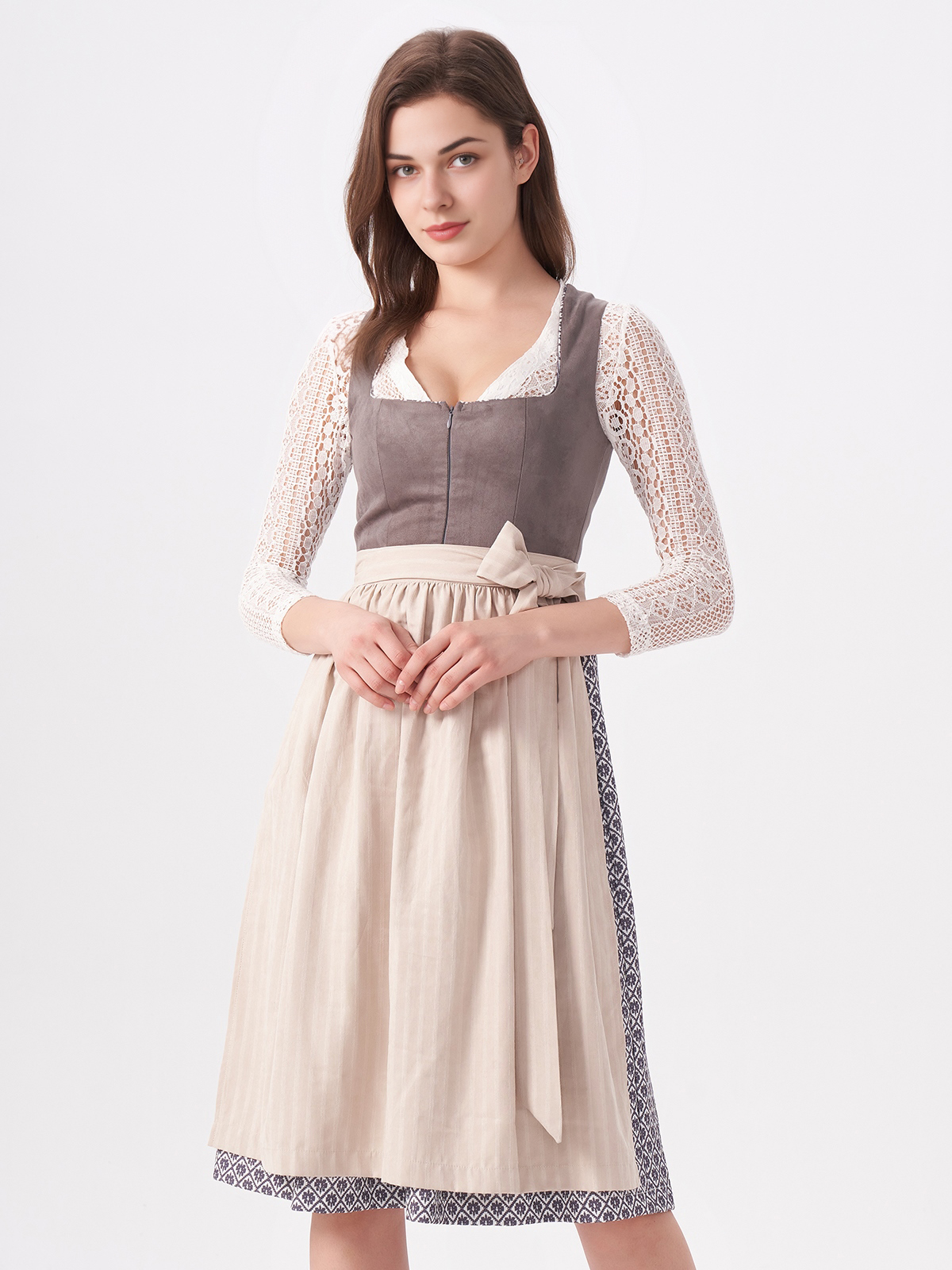 Dirndl Langarm in Grau
