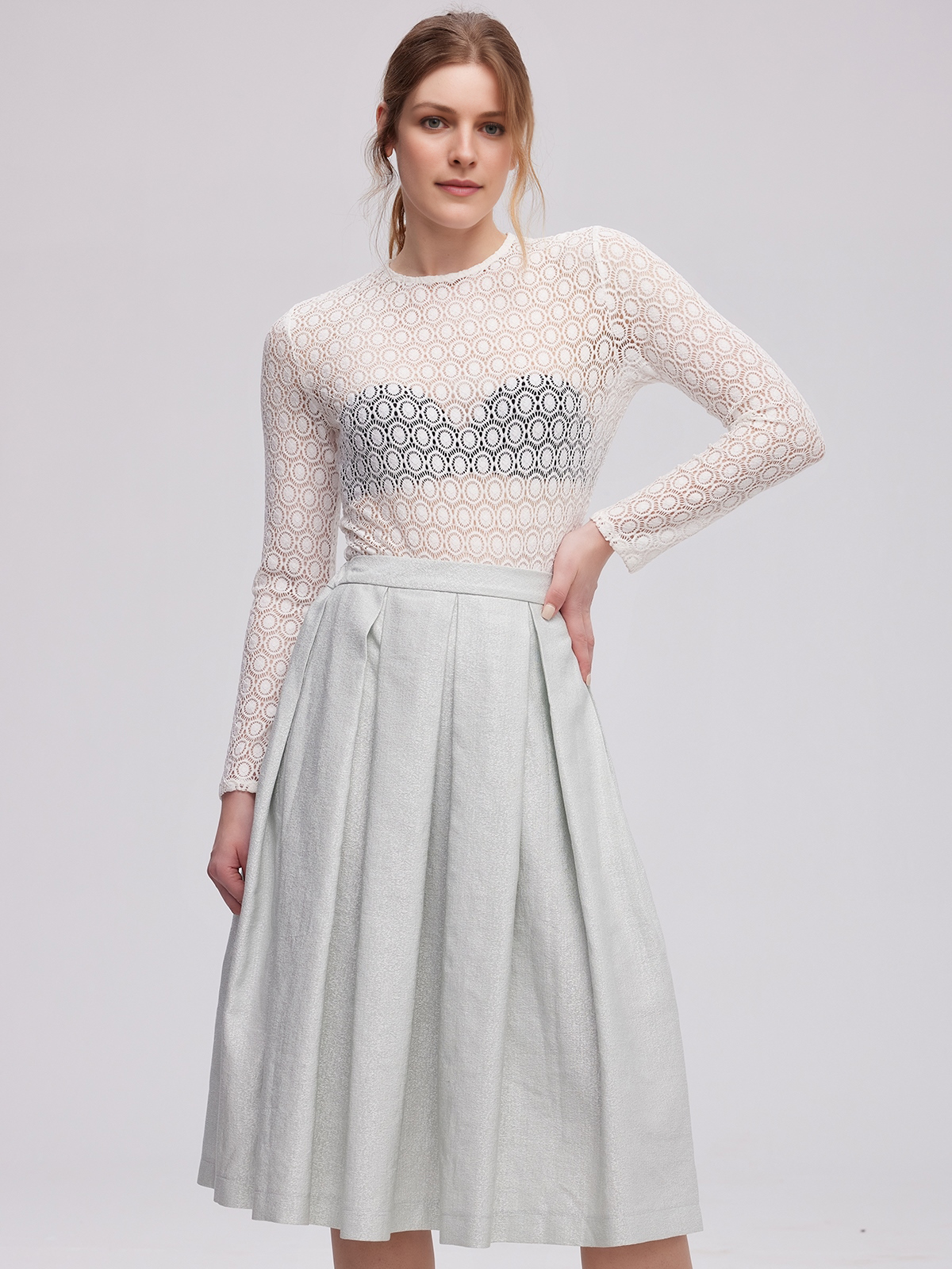 Langarm Dirndlbluse in Grün